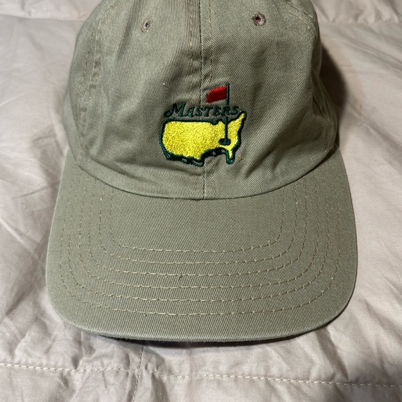 PGA Masters Augusta  Golf Tournament Classic Strap Back Adjustable Khaki Hat - Picture 2 of 6